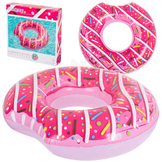 Ikonka Art.KX5003 BESTWAY 36118 Donut 107cm rozā peldēšanas ritenis