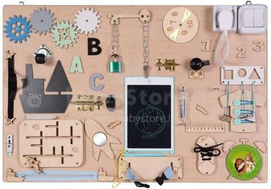 Bebe Basic Montessori Art.KX4630  Wooden sensory manipulation board 75x50cm