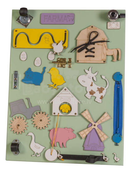 Ikonka Art.KX4629 Two-sided chalkboard wooden farm colourful manipulative board