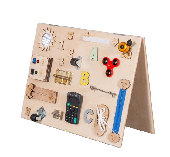 Bebe Basic Montessori Art.KX4628 Wooden sensory manipulation board double-sided natural