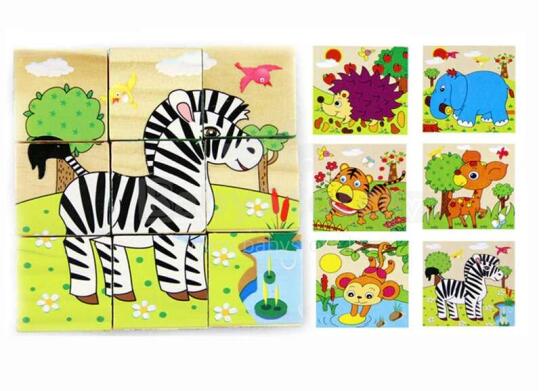 Ikonka Art.KX7878_3 Wooden educational jigsaw puzzle Safari 9el.