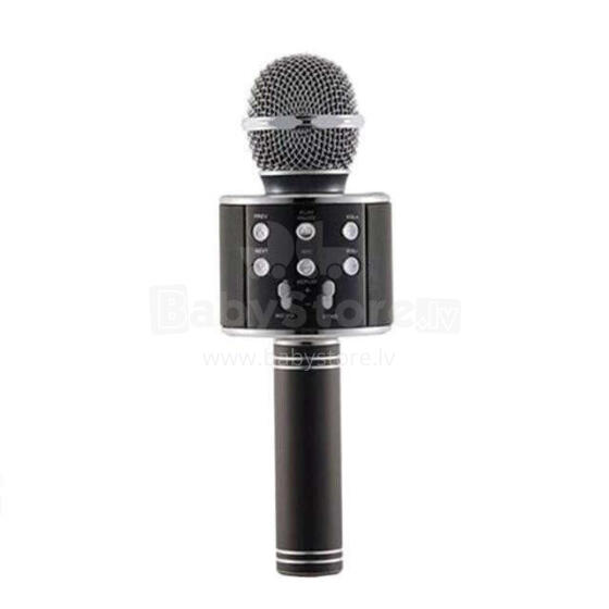 Melna karaoke mikrofons - tumbiņa ar balss mainīšanas efektiem WS-858
