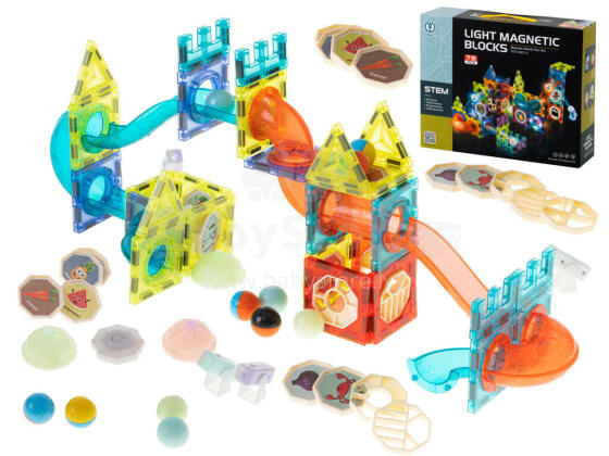 Ikonka Art.KX5144 Luminous magnetic marble ball track 75el