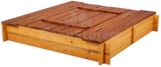 Folkland Art.150135 Brown Yellow Sandbox with cover 140cmx140cmx20cm