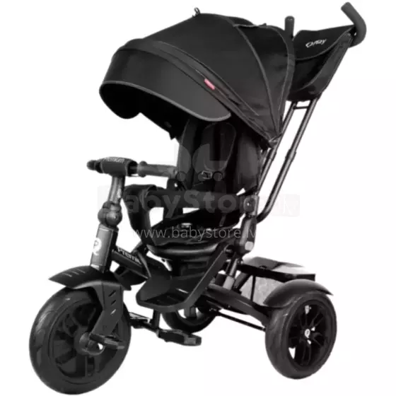 Bebe Basic Premium Air 6 in1  Art.150416 Black Children's tricycle with handle and roof