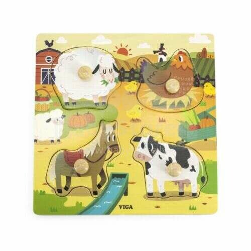 Viga Puzzle Farm Animals Art.44592  Деревянный пазл