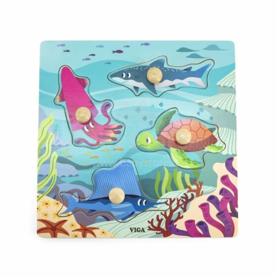 Viga Puzzle Sea Animals Art.44594 Деревянный пазл