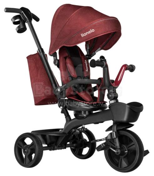Lionelo Kori Art.150627 Burgundy Children's tricycle with handle and roof