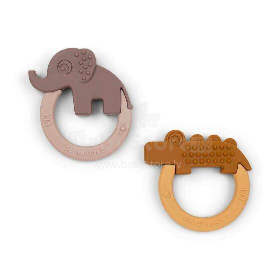 Done by Deer silicone teether 2-pack, Deer Friends Mustard
