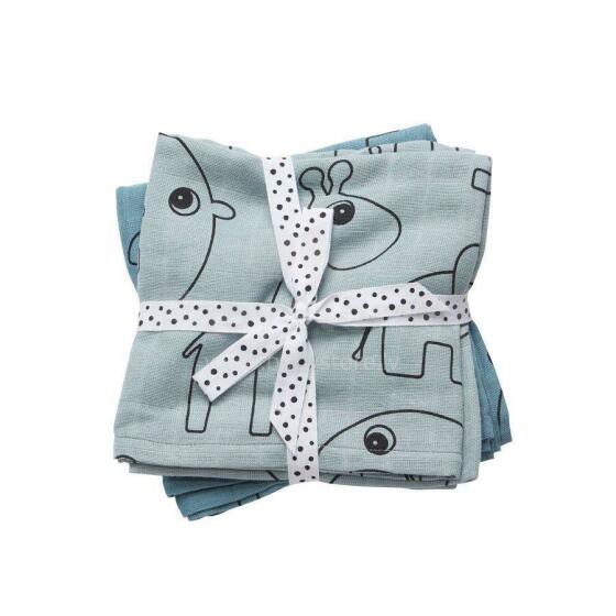 Done by Deer burp cloth, 2-pack, Contour, blue (70x70 cm)