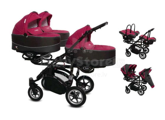 Babyactive Trippy 10 Amarant Universal stroller for triplets 3in1