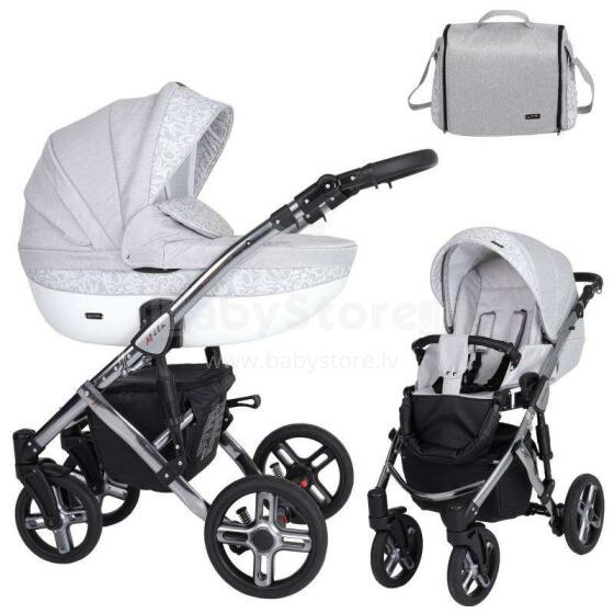 Kunert Mila Premium Class Graphite Chrome  Art.MI-12 White Universal stroller 2 in 1