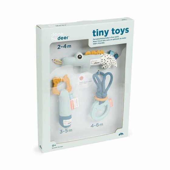 Done by Deer Tiny activity toys gift set Deer friends, Blue Развивающая плюшевая  игрушка - погремушка для Коляски/Автокресла/Кроватки