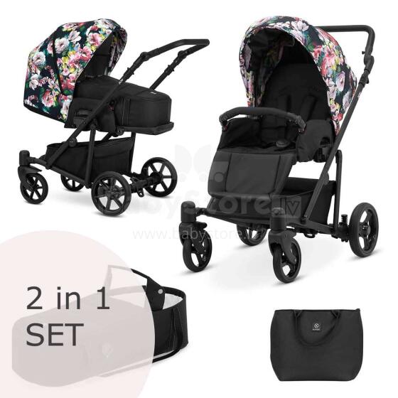 Kunert Roy Art.RO-08 Black Flowers Universal stroller 2 in 1