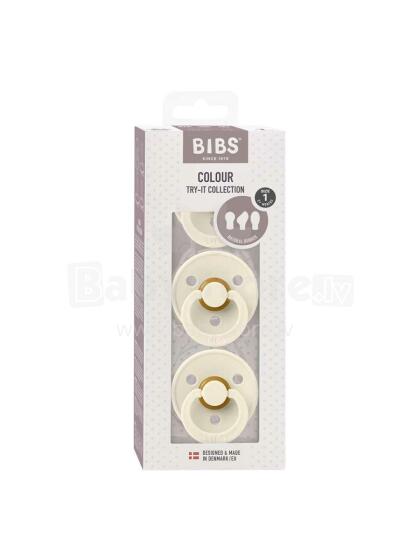Bibs Try-It Art.131604 Ivory, Pacifier, 100% natural 3 pcs