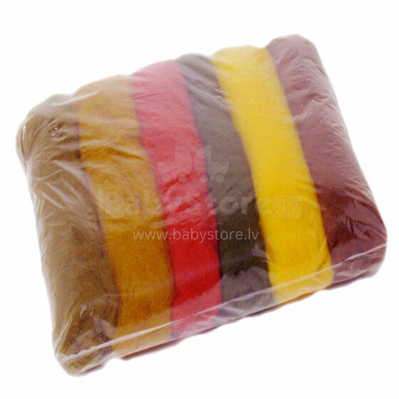 Wool Felt Art.VKMIX21-75 Шерсть разноцветная для Сухого и Мокрого валяния,6 шт.(75г)
