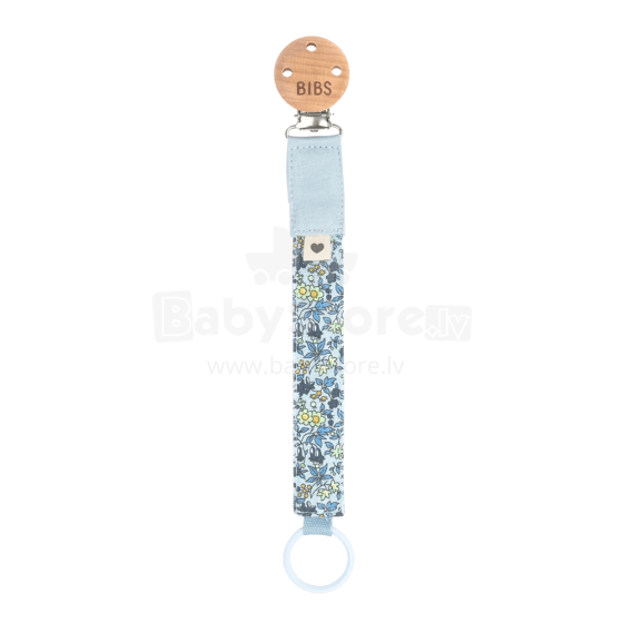 Bibs x Liberty Pacifier Clip Art.152355 Chamomile Lawn Baby Blue