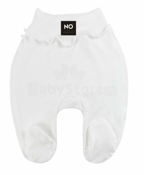 La Bebe™ NO Baby Pants Art. 9-04-30 White Zīdaiņu bikses ar plato jostu un pēdiņam no kokvilnas