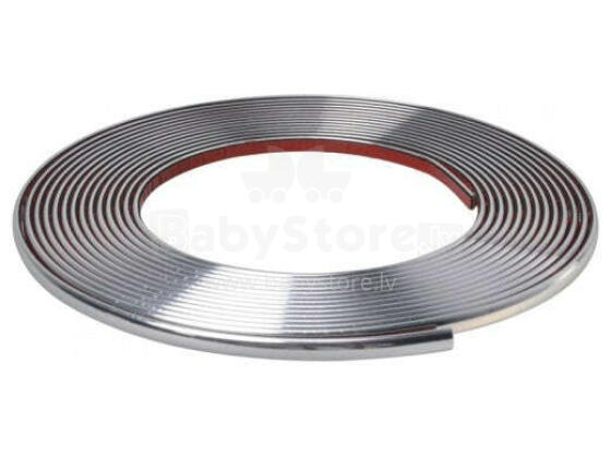 Chromuota dekoratyvinė lipni juostelė automobiliui 10 mm x 15 m