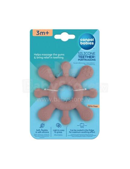 CANPOL BABIES silikona zobu griezējs ar izvirzījumiem, 3m+, rozā, STARFISH, 80/307