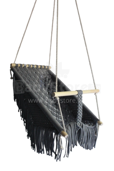HandicraftBee Art.153323 High-quality adjustable knitted swing for babies in dark gray (made in Latvia)