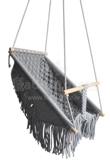 HandicraftBee Art.153324 High-quality adjustable knitted swing for babies in gray (made in Latvia)