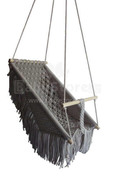 HandicraftBee Art.153325 High-quality adjustable knitted swing for babies in gray (made in Latvia)