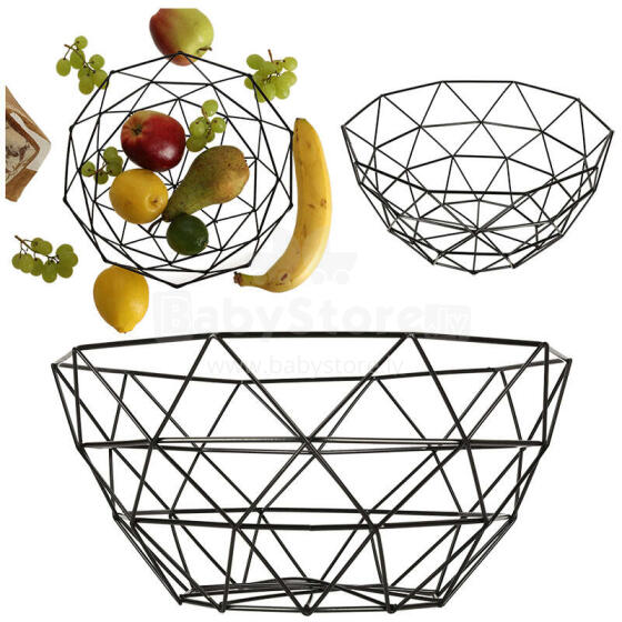 Ikonka Art.KX4680 Fruit basket vegetable bowl large metal bowl black