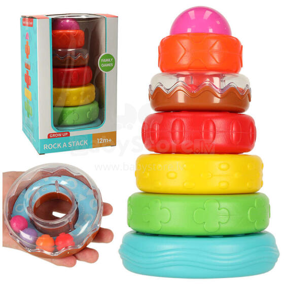 Ikonka Art.KX4616 Pyramid tower educational sensory puzzle colourful Montessori