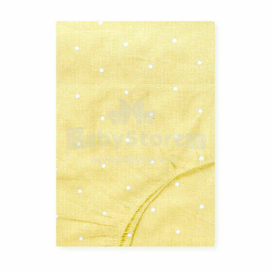 UR Kids Cotton  Art.153477  Yellow Dots Bērnu kokvilnas palags ar gumiju 120x60cm