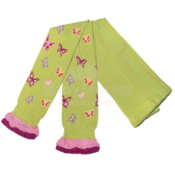 Weri Spezials Bērnu Leggingi Capri Butterfly Pear Green ART.WERI-0283 Augstas kvalitātes bērnu kokvilnas legingi meitenēm ar jaukiem gaisīgiem volāniem