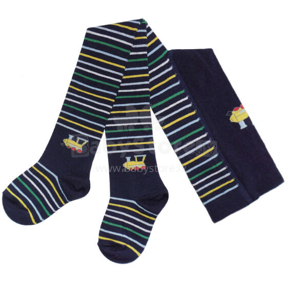 Weri Spezials Детские колготки Yellow Train Navy ART.SW-1247 Высококачественные детские хлопковые колготки для мальчиков