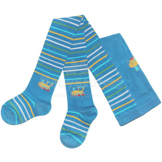 Weri Spezials Детские колготки Yellow Train Blue ART.SW-1254 Высококачественные детские хлопковые колготки для мальчиков