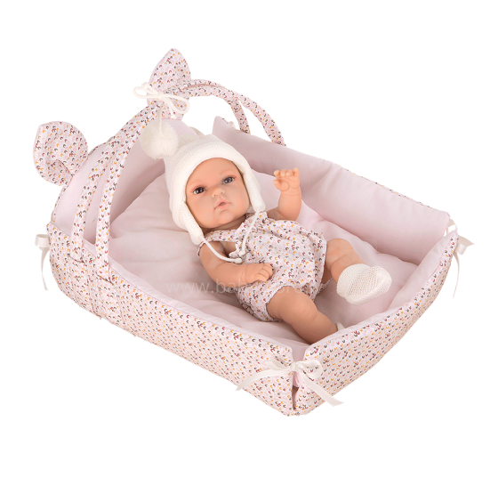 Arias Baby Doll Art.AR60283 Newborn doll with a bunny cot, 33 cm