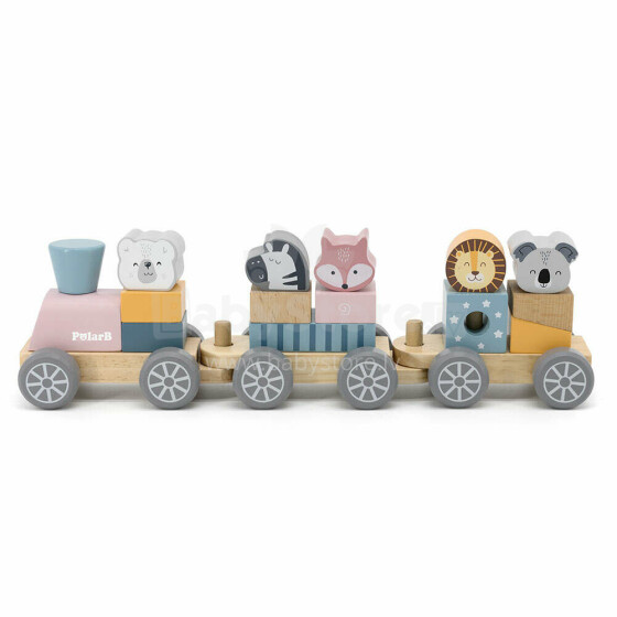 PolarB Wooden Train Art.255614 Деревянный паровозик с фигурками