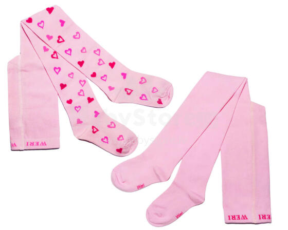 Weri Spezials Детские колготки Hearts Rose ART.WERI-4988 Комплект из двух пар высококачественных детских хлопковых колготок для девочек