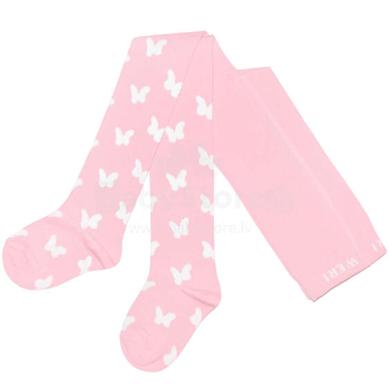 Weri Spezials Bērnu Zeķubikses White Butterflies Light Pink ART.SW-0246 Augstas kvalitātes bērnu kokvilnas Zeķubikses meitenēm