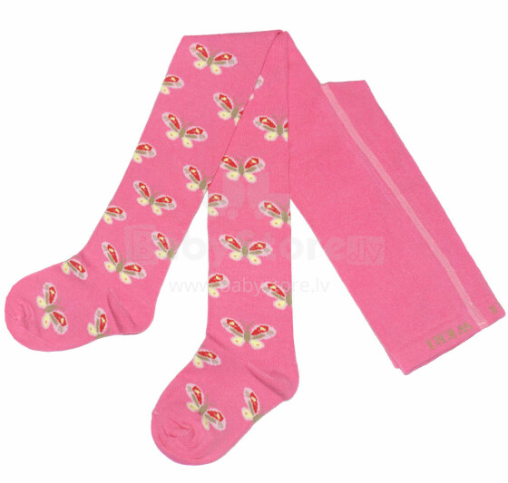 Weri Spezials Children's Tights Pink Butterflies Dark Pink ART.WERI-6090 High quality children's cotton tights for gilrs