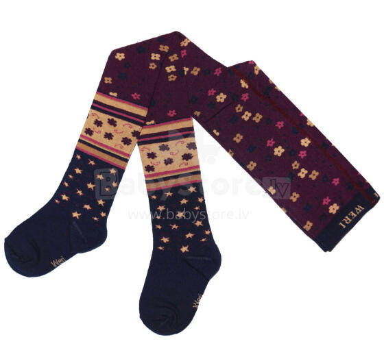 Weri Spezials Bērnu Zeķubikses Pattern Mix Burgundy and Navy ART.WERI-4293 Augstas kvalitātes bērnu kokvilnas Zeķubikses meitenēm