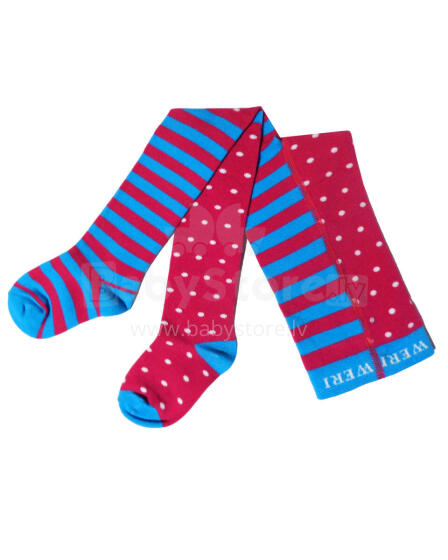 Weri Spezials Bērnu Zeķubikses Dots and Stripes Dark Pink ART.SW-0300 Augstas kvalitātes bērnu kokvilnas Zeķubikses meitenēm