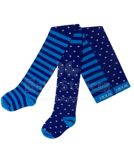 Weri Spezials Детские колготки Dots and Stripes Ink Blue ART.SW-0969 Высококачественные детские хлопковые колготки для девочек