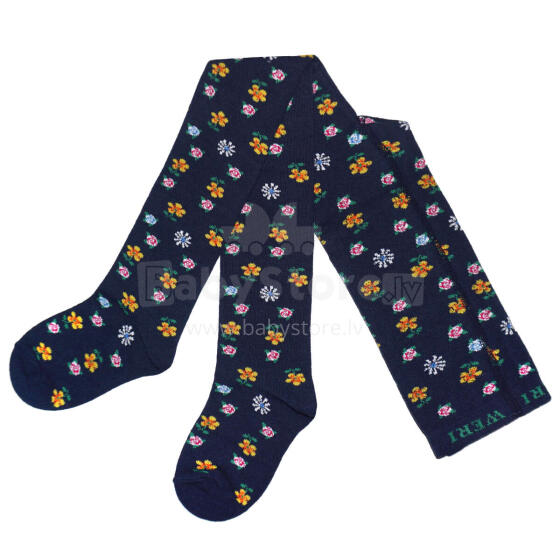 Weri Spezials Bērnu Zeķubikses Dainty Flowers Navy ART.WERI-4996 Augstas kvalitātes bērnu kokvilnas Zeķubikses meitenēm