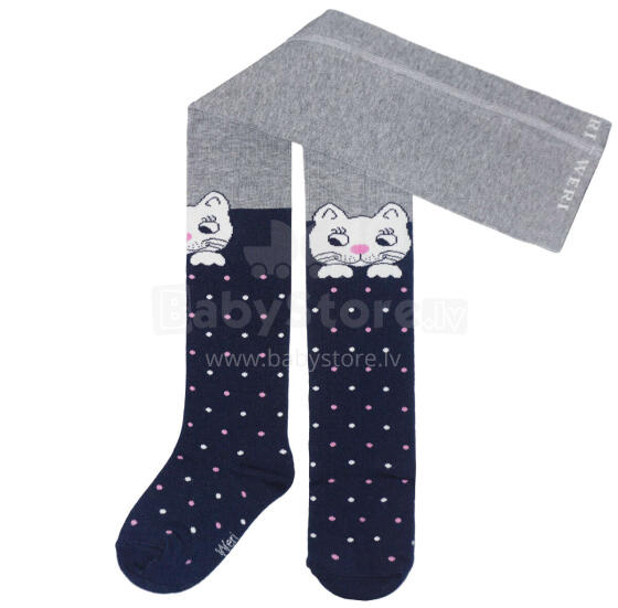 Weri Spezials Bērnu Zeķubikses White Cat on the Knee Navy and Grey ART.SW-1384 Augstas kvalitātes bērnu kokvilnas Zeķubikses meitenēm