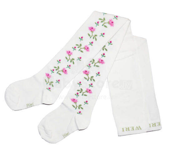 Weri Spezials Bērnu Zeķubikses Rose Branches Cream ART.WERI-2418 Augstas kvalitātes bērnu kokvilnas Zeķubikses meitenēm