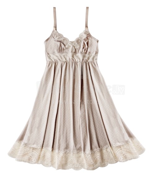 La Bebe™ Nursing Cotton Art.154279 Beige Maternity and Nursing Nightgown