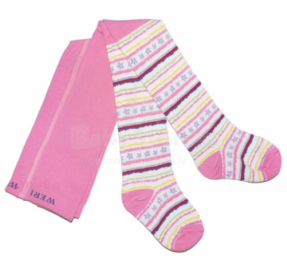 Weri Spezials Children's Tights Tender Flowers Dark Pink ART.WERI-1413 High quality children's cotton tights for gilrs