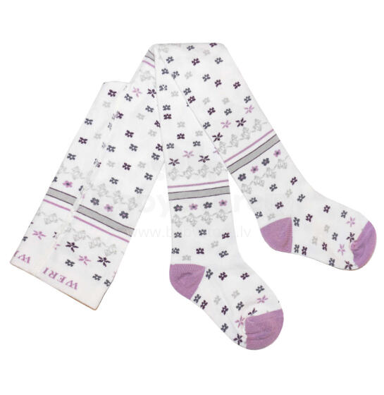 Weri Spezials Детские колготки Lilac Flowers Cream ART.WERI-1740 Высококачественные детские хлопковые колготки для девочек