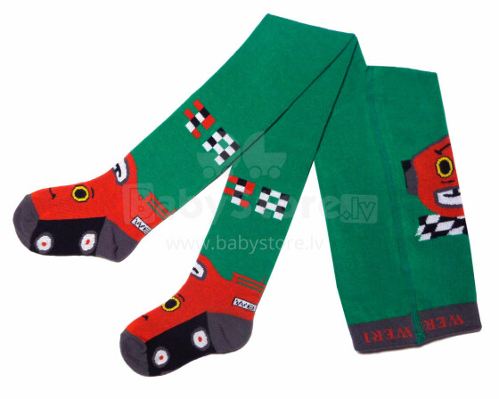Weri Spezials Children's Tights Blitz Emerald Green ART.WERI-5319 High quality children's cotton tights for boys