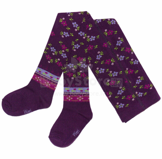 Weri Spezials Children's Tights Etno Violet ART.WERI-0077 High quality children's cotton tights for gilrs