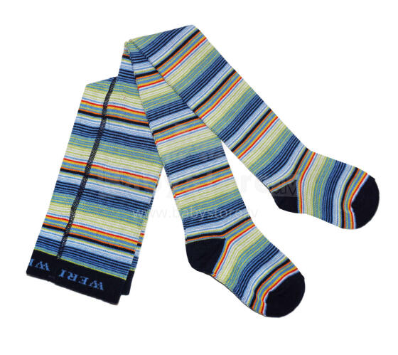 Weri Spezials Детские колготки Yellow Stripes Navy ART.WERI-1460 Высококачественные детские хлопковые колготки для мальчиков